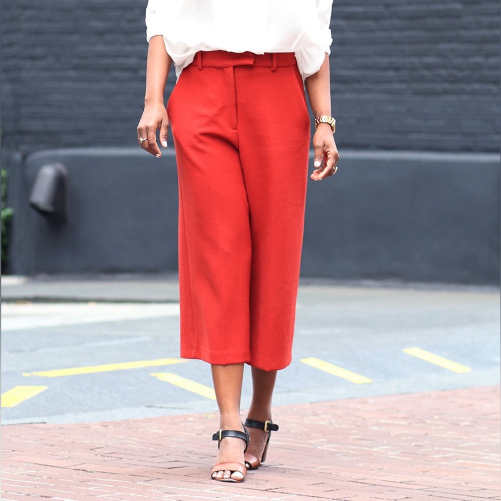 Zara - High Waisted Culottes - Brick